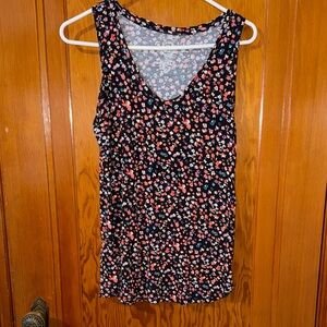 2/$10 Maurices Black Floral Tank Top